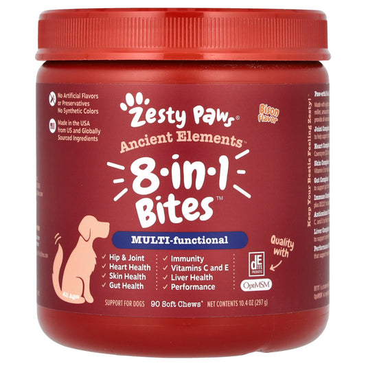 Zesty Paws, Ancient Elements, 8-in-1 Bites, For Dogs, All Ages, Bison, 90 Soft Chews, 10.4 oz (297 g) - Image 1