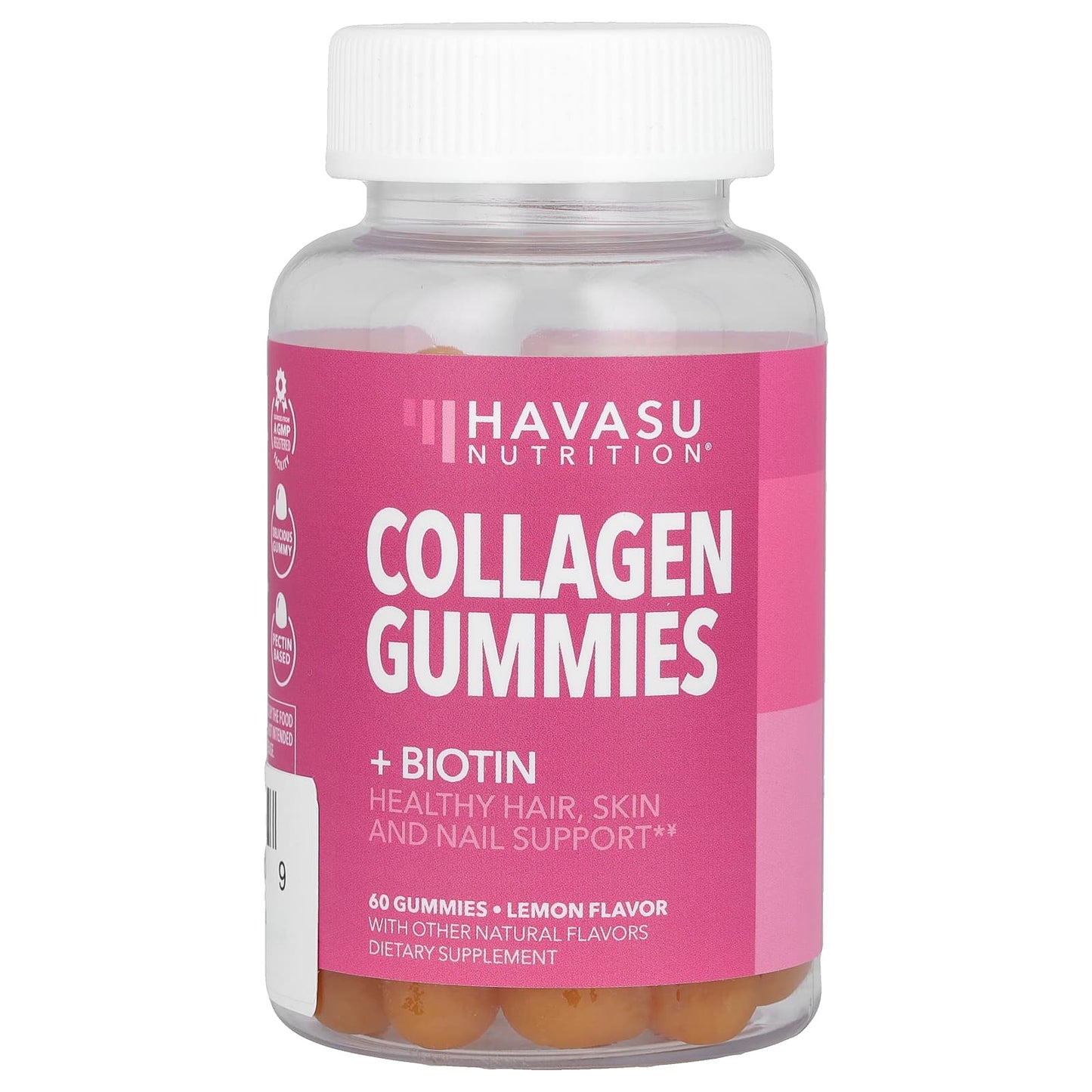 Collagen Gummies with Biotin and Lemon for Healthy Hair, Skin, and Nails - 60 Count - Image 1