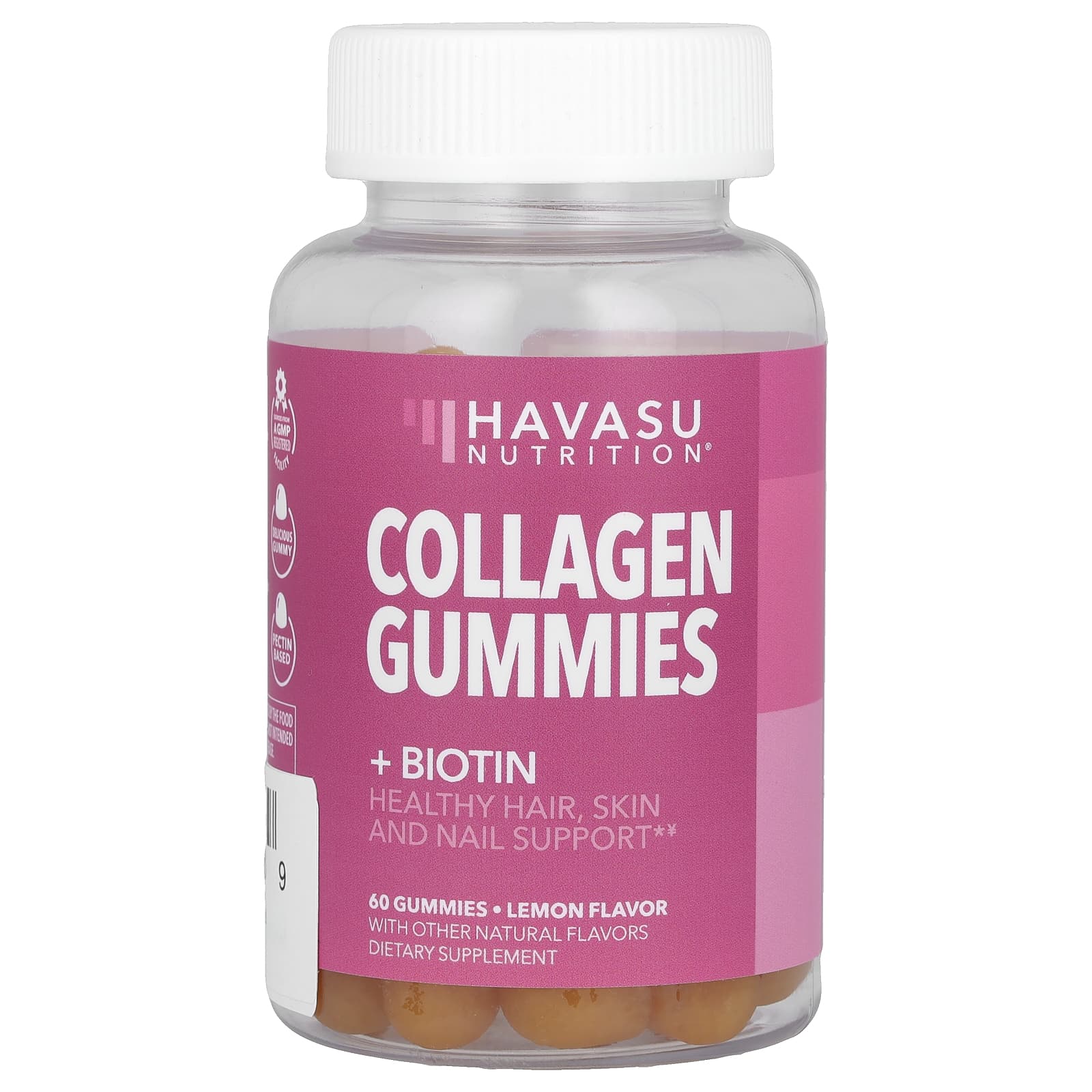 Collagen Gummies with Biotin and Lemon for Healthy Hair, Skin, and Nails - 60 Count - Image 1