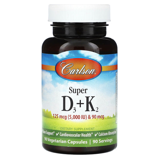 Vitamin D3, K2, and Bone Health Support - 90 Capsules - Image 1