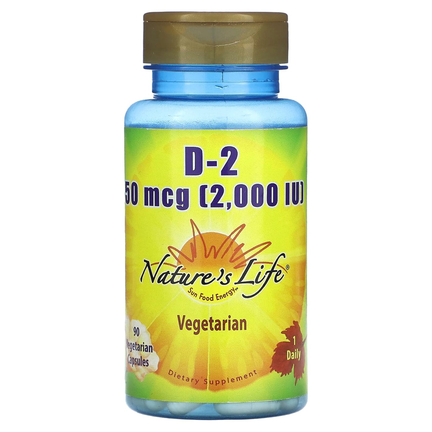 Nature's Life, Vitamin D-2, 50 mcg (2,000 IU), 90 Vegetarian Capsules - Image 1