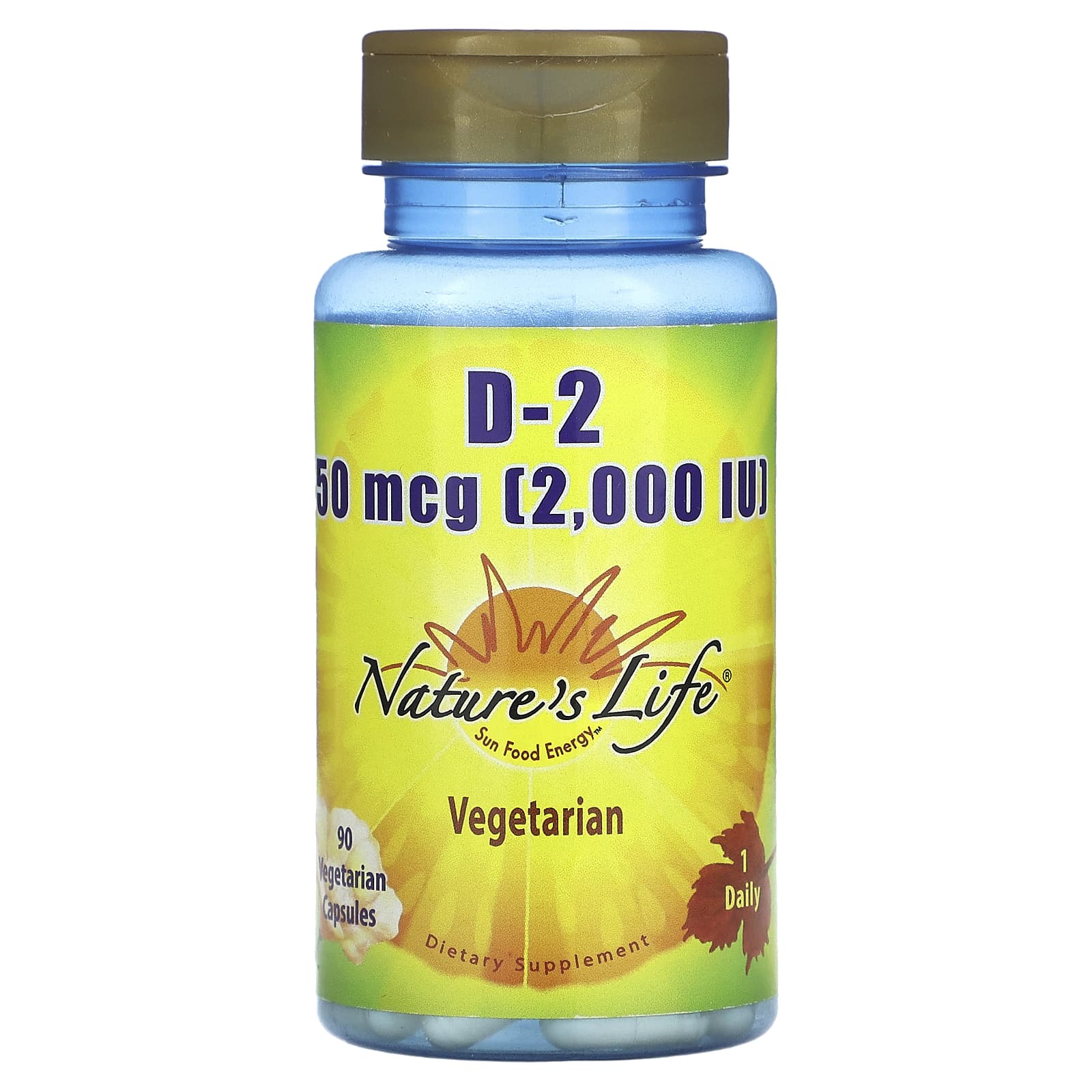 Nature's Life, Vitamin D-2, 50 mcg (2,000 IU), 90 Vegetarian Capsules - Image 1