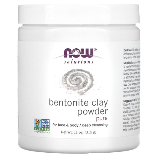 NOW Foods, Solutions, Bentonite Clay Powder, Pure, 11 oz (312 g) - Image 1