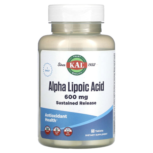 Alpha Lipoic Acid Supplement by KAL - 600mg, 60 Tablets - Image 1