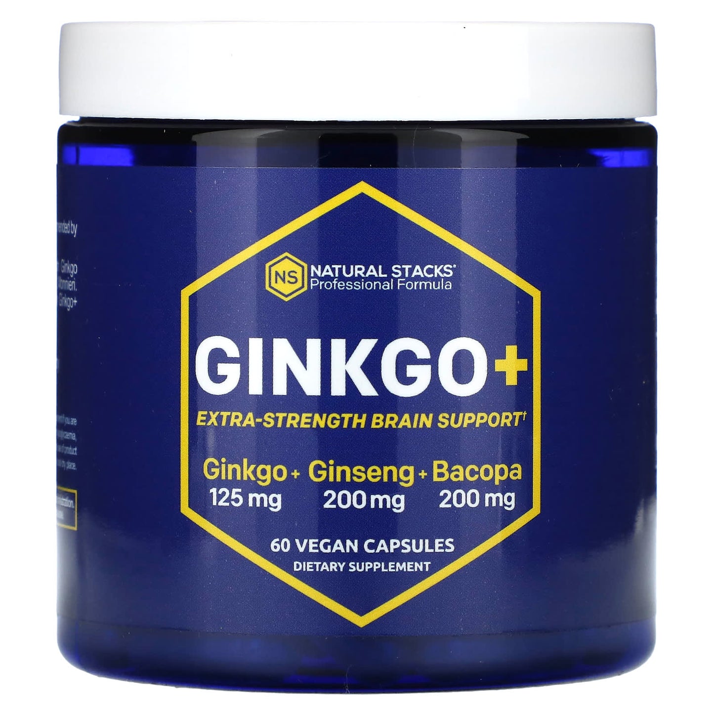 Natural Stacks, Ginkgo+, Extra Strength Brain Support , 60 Vegan Capsules - Image 1