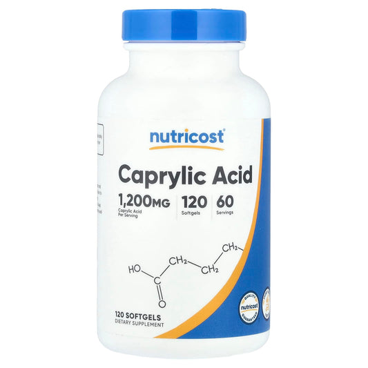 Nutricost, Caprylic Acid, 120 Softgels (600 mg per Softgel) - Image 1