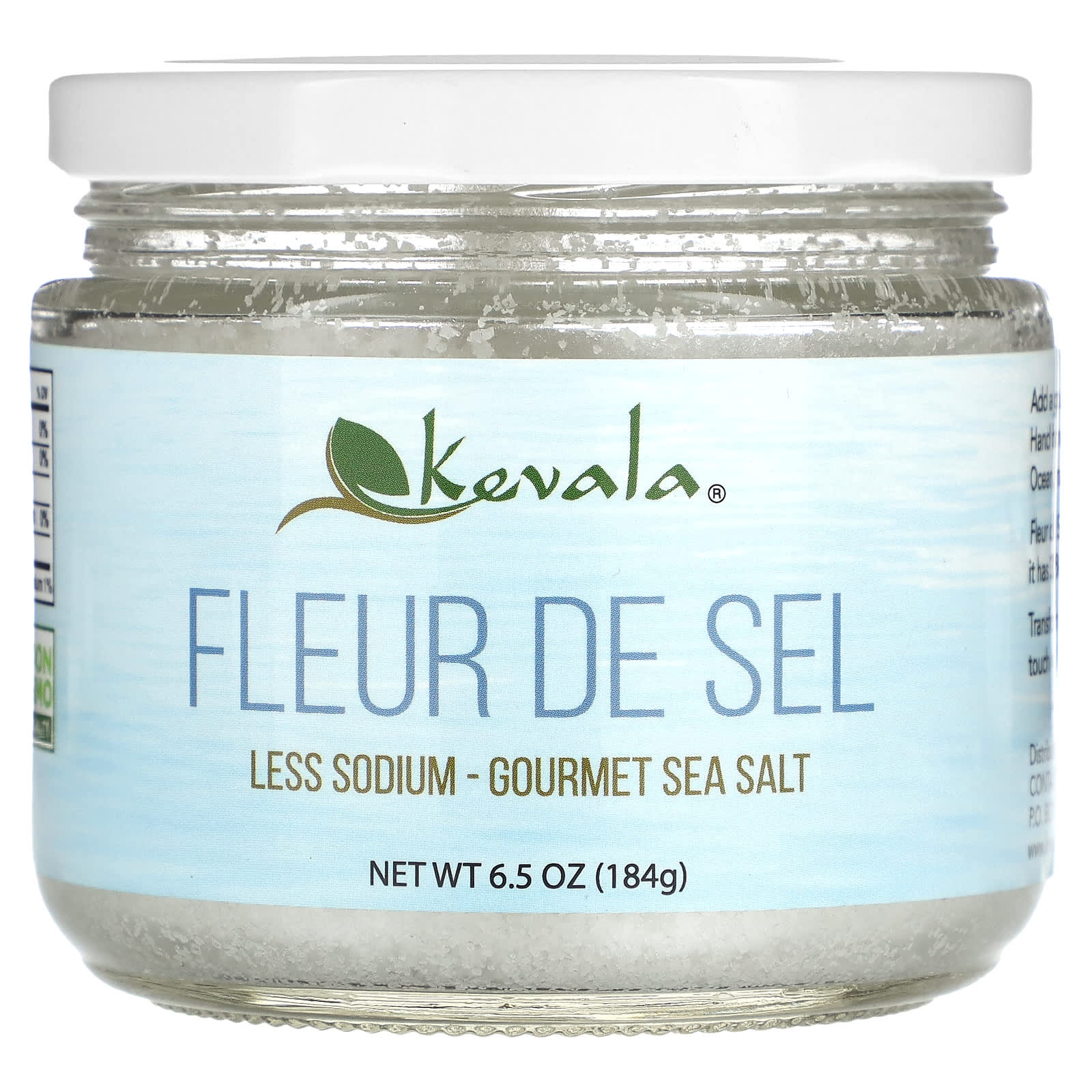 Kevala, Fleur De Sel, Less Sodium, Gourmet Sea Salt, 6.5 oz (184 g) - Image 1