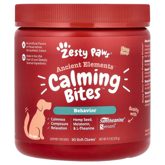 Zesty Paws, Ancient Elements, Calming Bites, For Dogs, All Ages, Bison, 90 Soft Chews, 11.1 oz (315 g) - Image 1