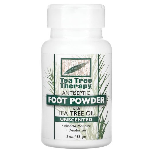 Tea Tree Therapy, Antiseptic Foot Powder With Tea Tree Oil, Unscented, 3 oz (85 gm) - Image 1
