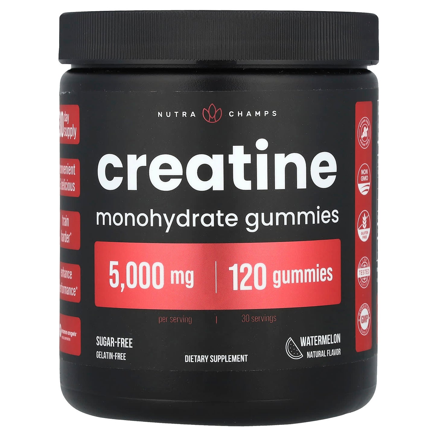 NutraChamps, Creatine Monohydrate Gummies, Watermelon, 120 Gummies (1,250 mg per Gummy) - Image 1