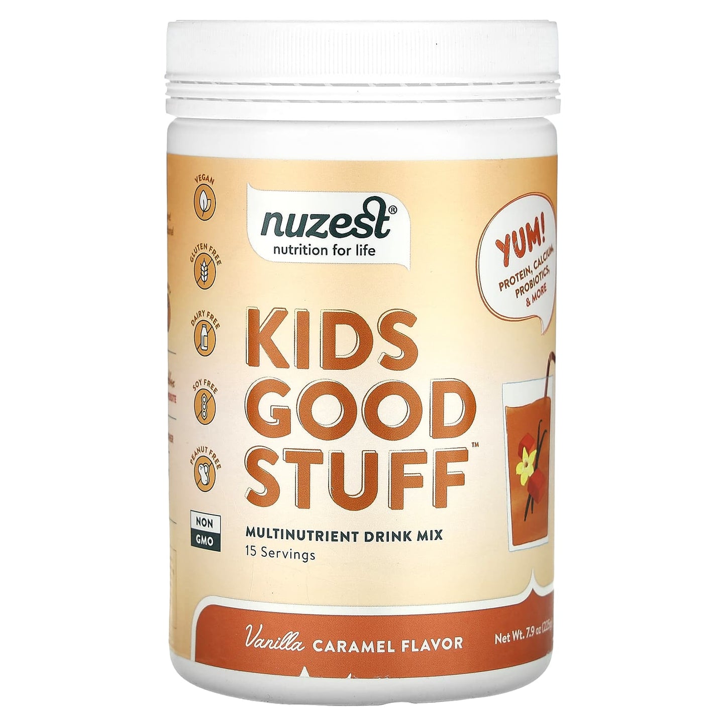 Nuzest, Kids Good Stuff, Multinutrient Drink Mix, Vanilla Caramel, 7.9 oz (225 g) - Image 1