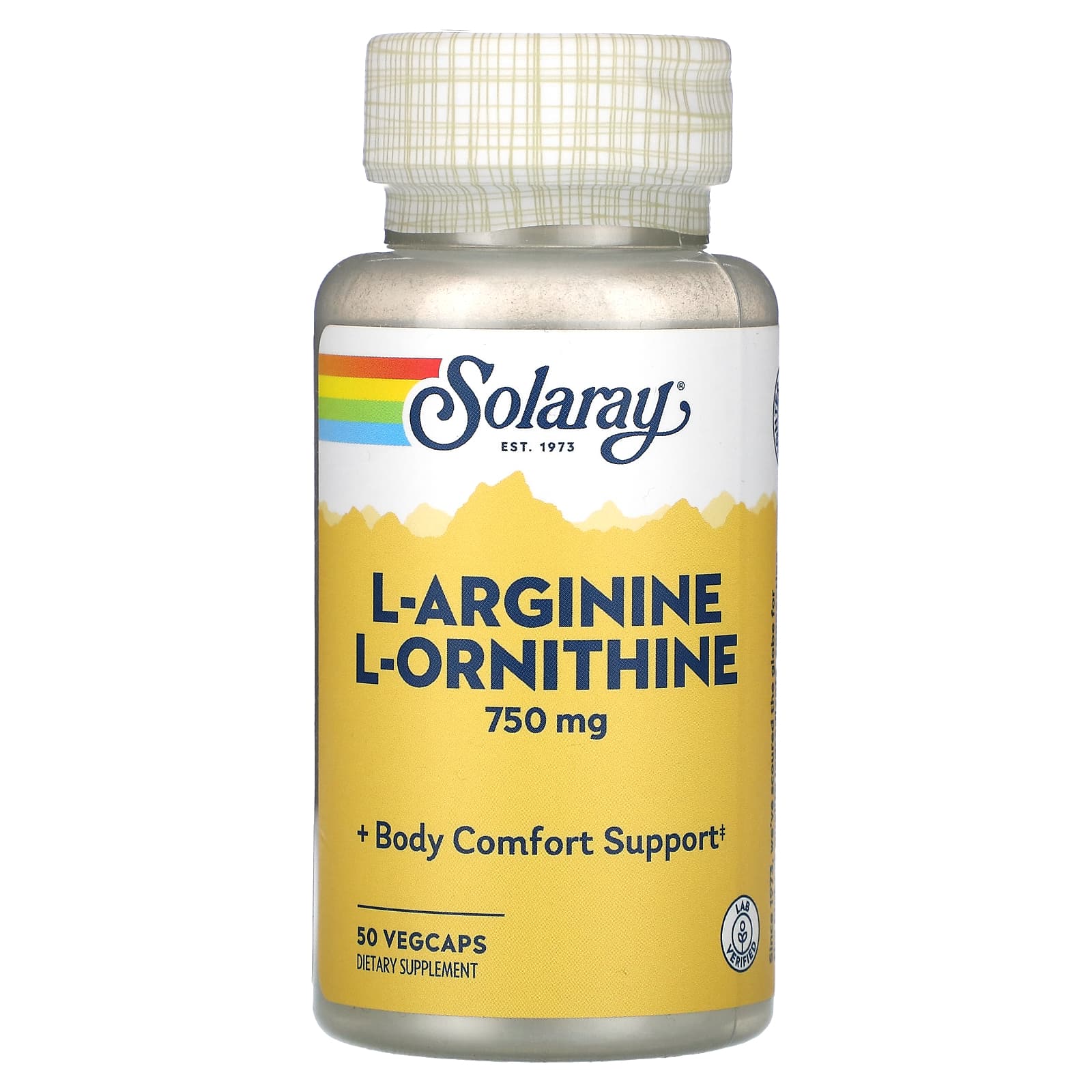 Solaray, L-Arginine L-Ornithine, 750 mg, 50 VegCaps - Image 1