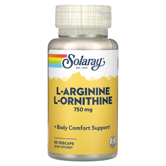 Solaray, L-Arginine L-Ornithine, 750 mg, 50 VegCaps - Image 1