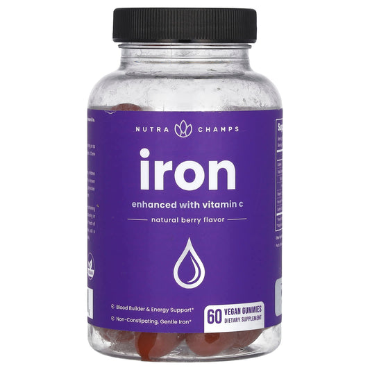 NutraChamps, Iron Gummies, Enhanced with Vitamin C, Natural Berry, 60 Vegan Gummies - Image 1