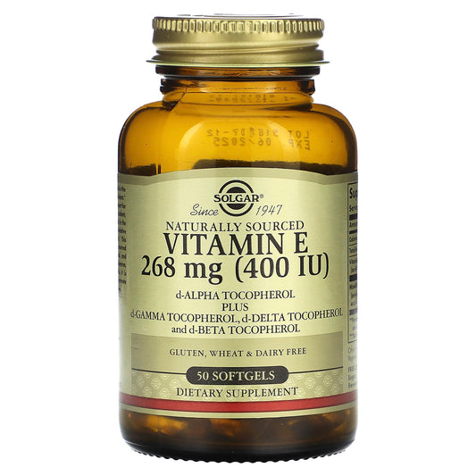 Solgar, Naturally Sourced Vitamin E, 268 mg (400 IU), 50 Softgels - Image 1