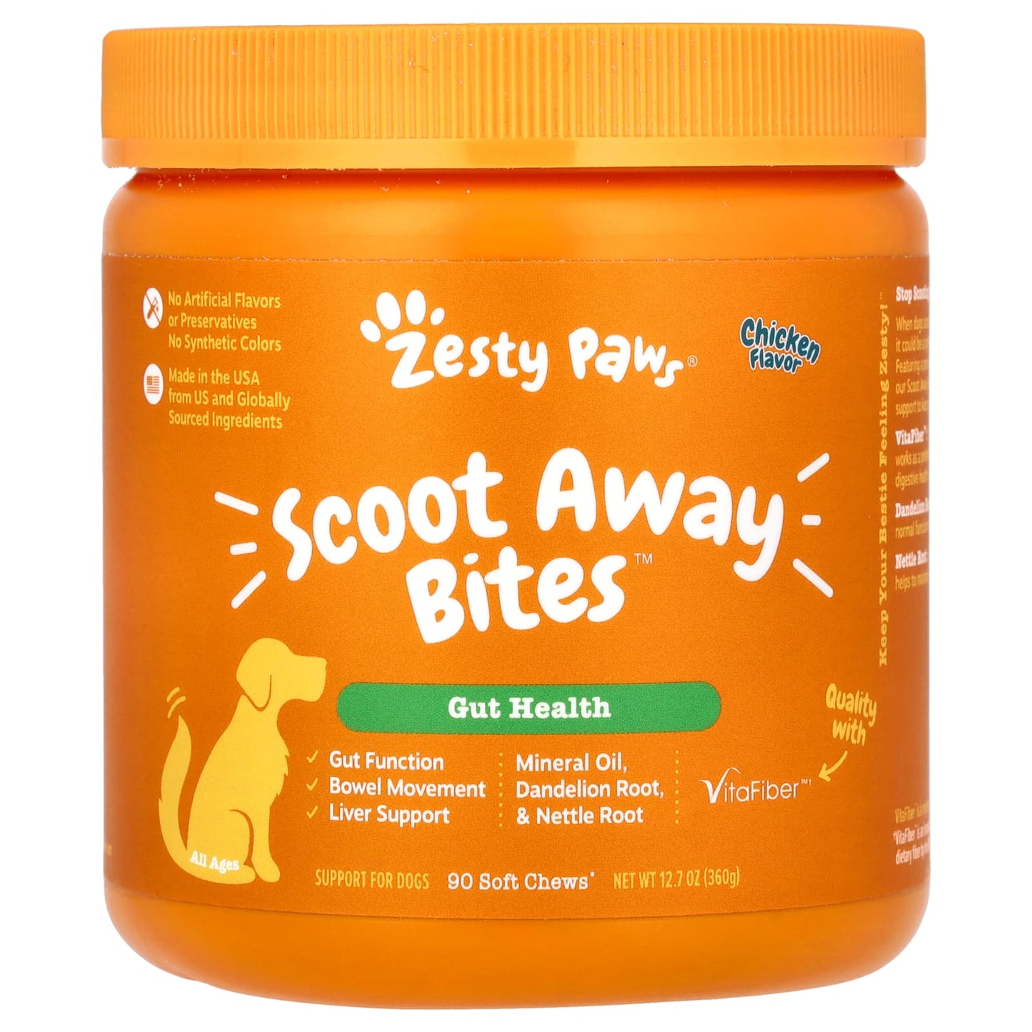 Zesty Paws, Scoot Away Bites, For Dogs, All Ages, Chicken, 90 Soft Chews, 12.7 oz (360 g) - Image 1