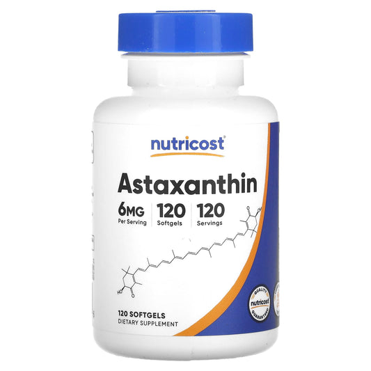 Nutricost, Astaxanthin, 6 mg, 120 Softgels - Image 1