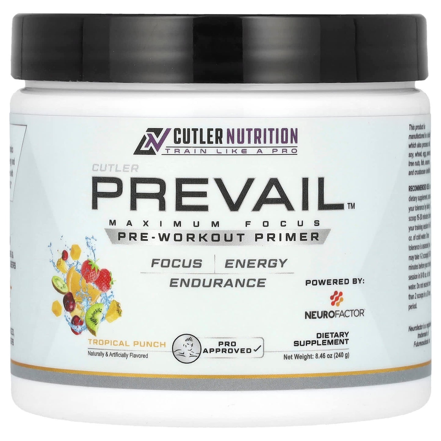 Cutler Nutrition, Prevail, Pre-Workout Primer, Tropical Punch, 8.46 oz (240 g)