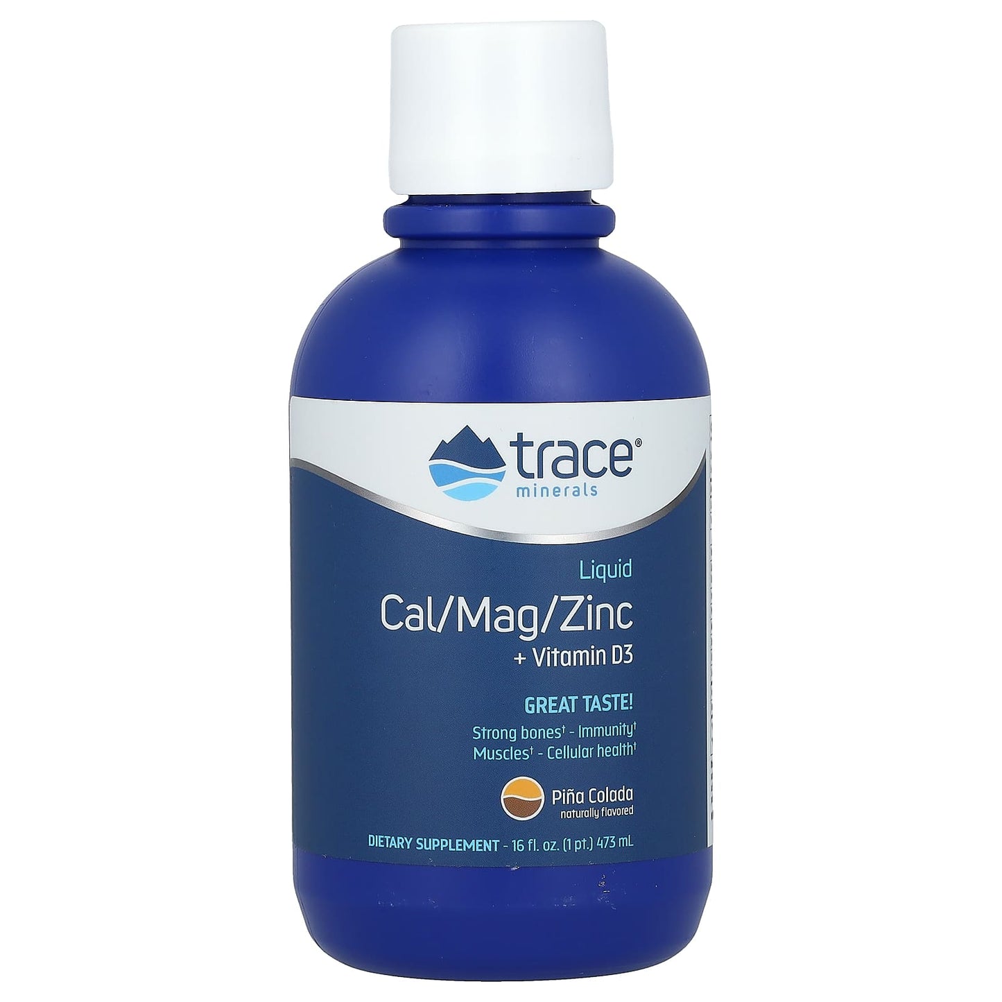 Trace, Liquid Cal/Mag/Zinc + Vitamin D3, Piña Colada, 16 fl oz (473 ml) - Image 1