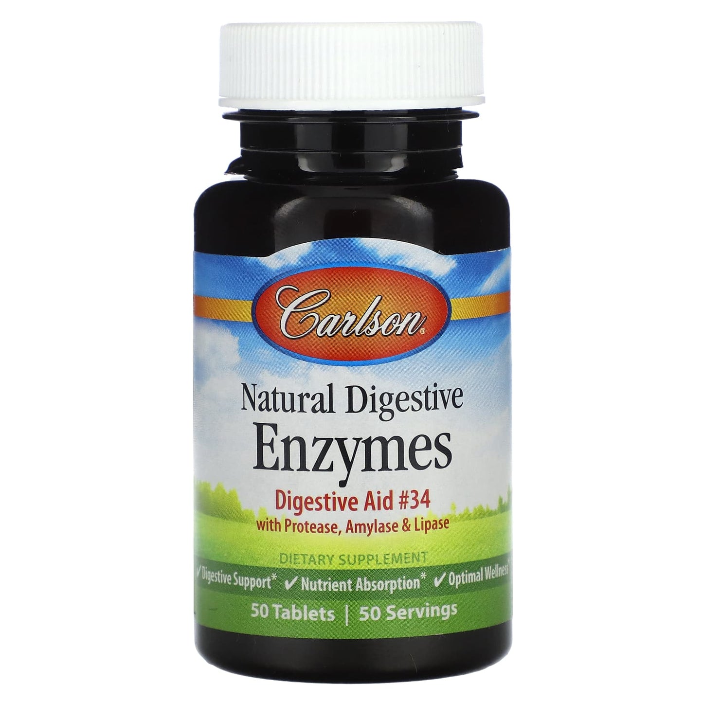 Carlson Natural Digestive Enzymes - 50 Tablets for Optimal Wellness - Image 1