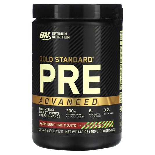Optimum Nutrition, Gold Standard® Pre Advanced, Raspberry Lime Mojito, 14.1 oz (400 g) - Image 1