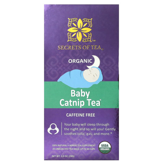Secrets of Tea, Organic Baby Catnip Tea, Caffeine Free, 20 Unbleached Tea Bags, 1 oz (28 g) - Image 1