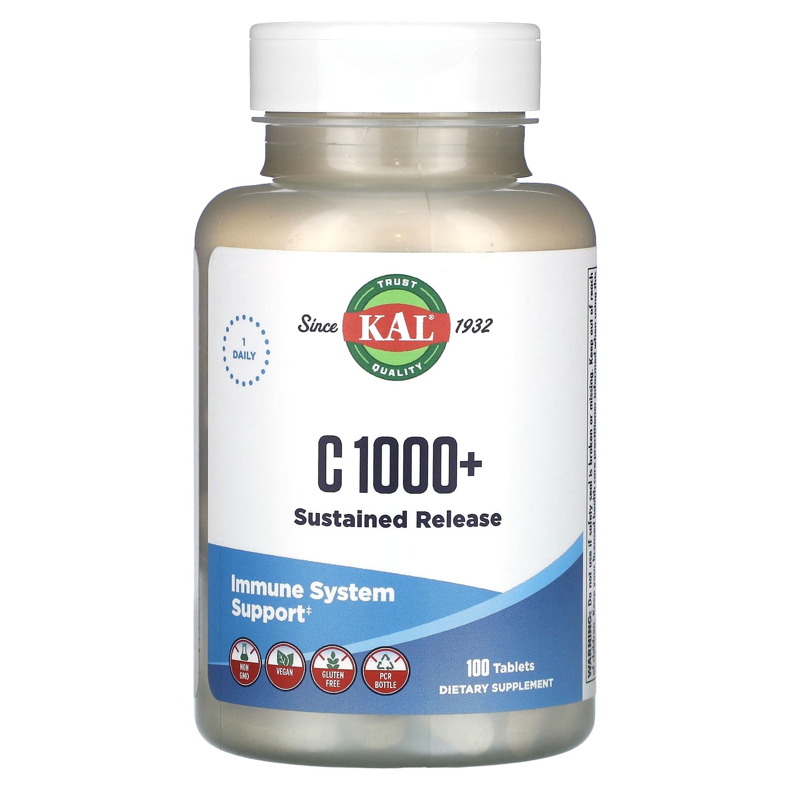 KAL, C 1000+ Sustainable Release, 100 Tablets - Image 1