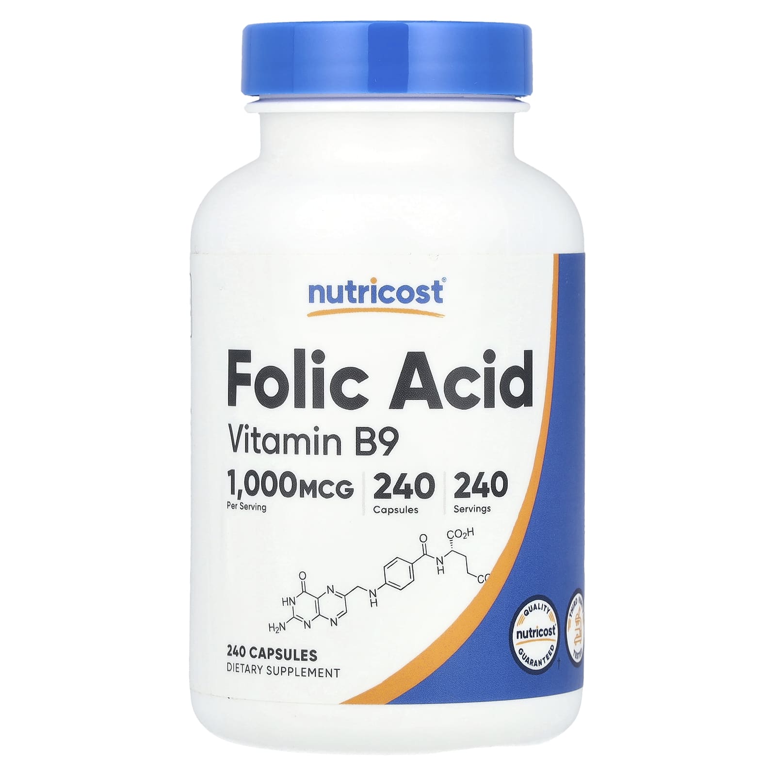 Nutricost, Folic Acid, 1,000 mcg, 240 Capsules - Image 1
