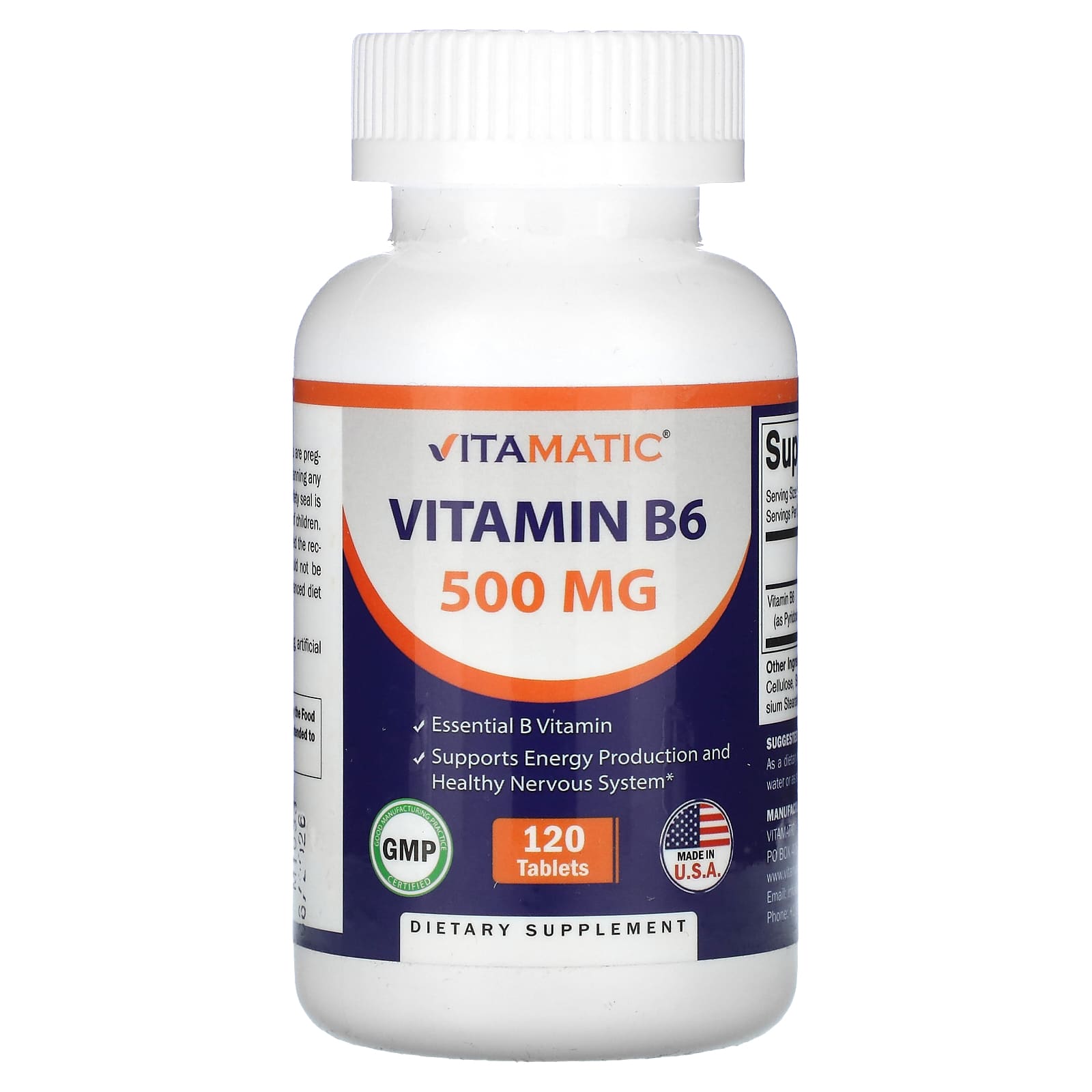 Vitamatic, Vitamin B6, 500 mg, 120 Tablets - Image 1