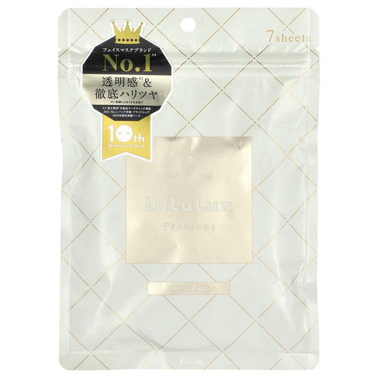 Lululun, Precious, Sheet Face Mask, Clear, Precious White 4KS, Clear, 7 Sheets, 3.65 fl oz (108 ml) - Image 1