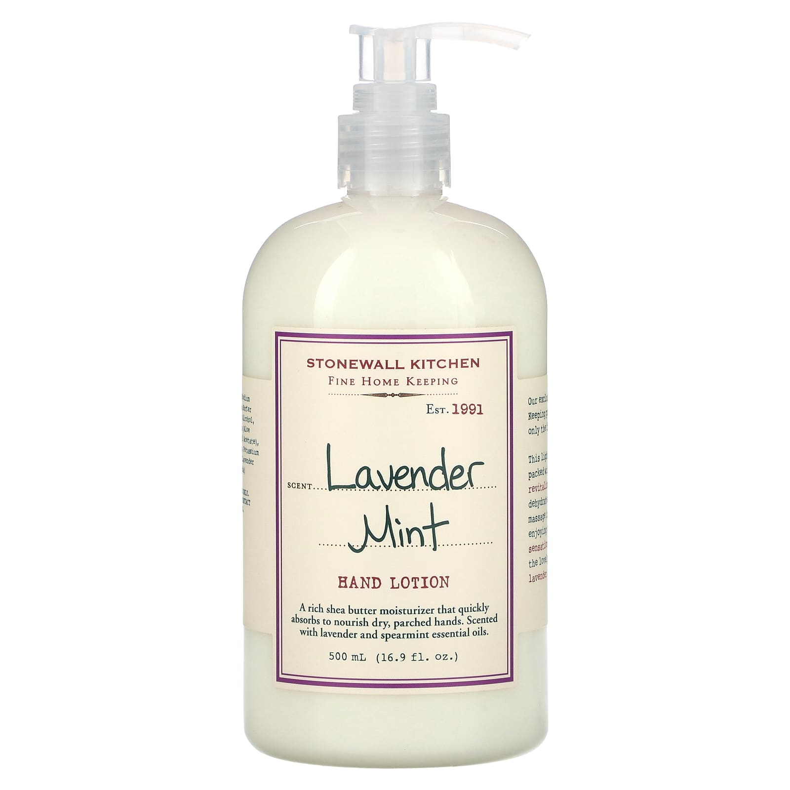 Stonewall Kitchen, Hand Lotion, Lavender Mint, 16.9 fl oz (500 ml) - Image 1