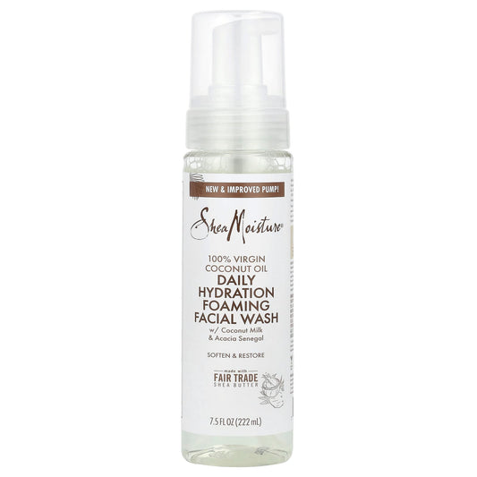 SheaMoisture, Daily Hydration Foaming Facial Wash, 100% Virgin Coconut Oil, 7.5 fl oz (222 ml) - Image 1
