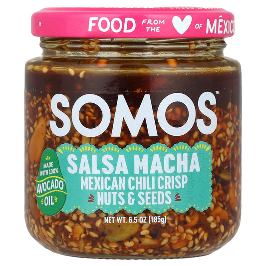 Somos, Salsa Macha, Mexican Chili Crisp, Nuts & Seeds, Medium, 6.5 oz (185 g) - Image 1
