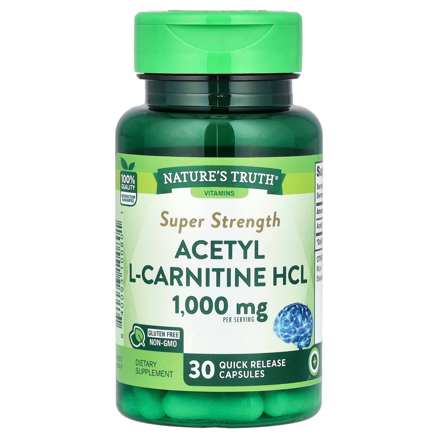 Nature's Truth, Acetyl L-Carnitine HCL, Super Strength, 30 Quick Release Capsules (500 mg per Capsule) - Image 1