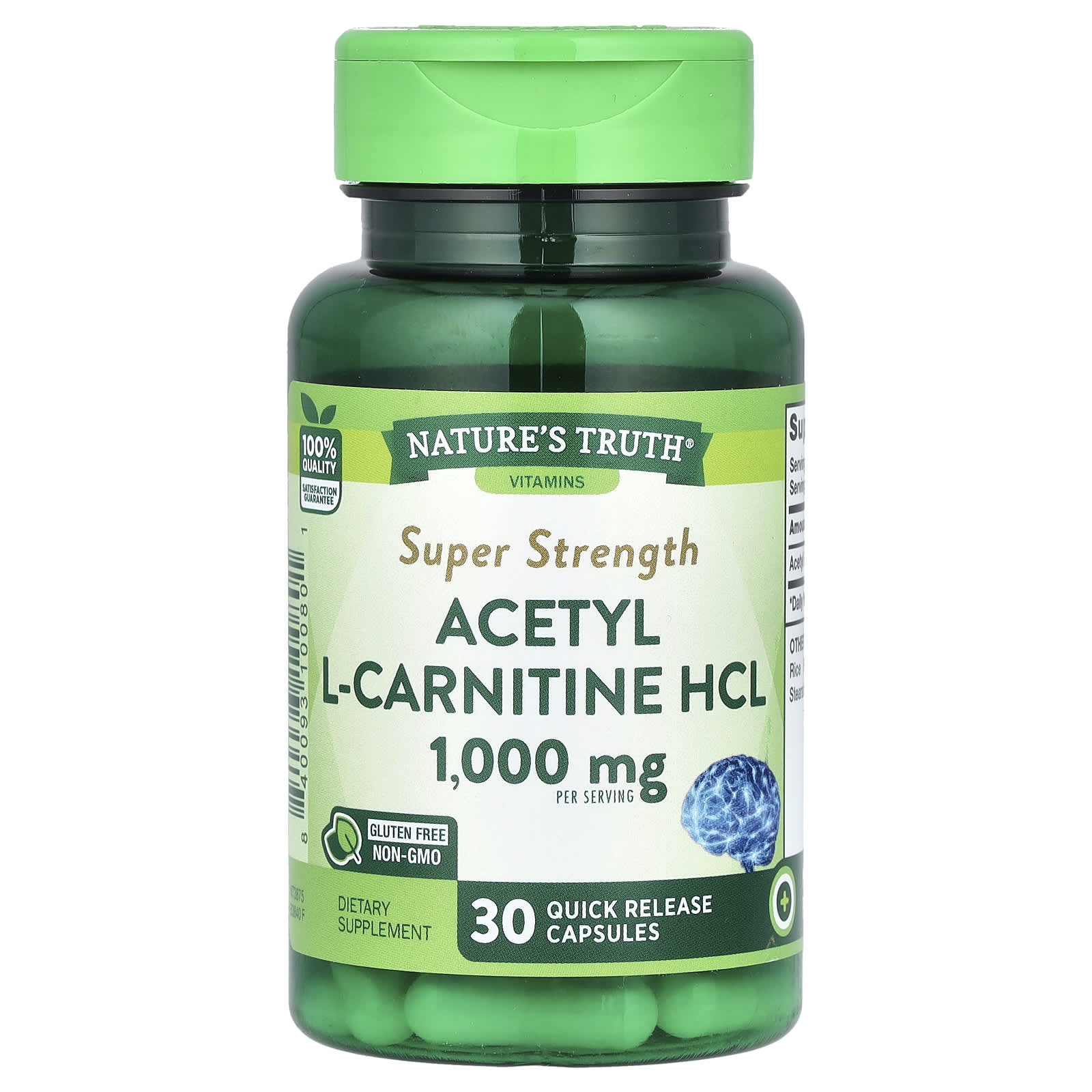 Nature's Truth, Acetyl L-Carnitine HCL, Super Strength, 30 Quick Release Capsules (500 mg per Capsule) - Image 1