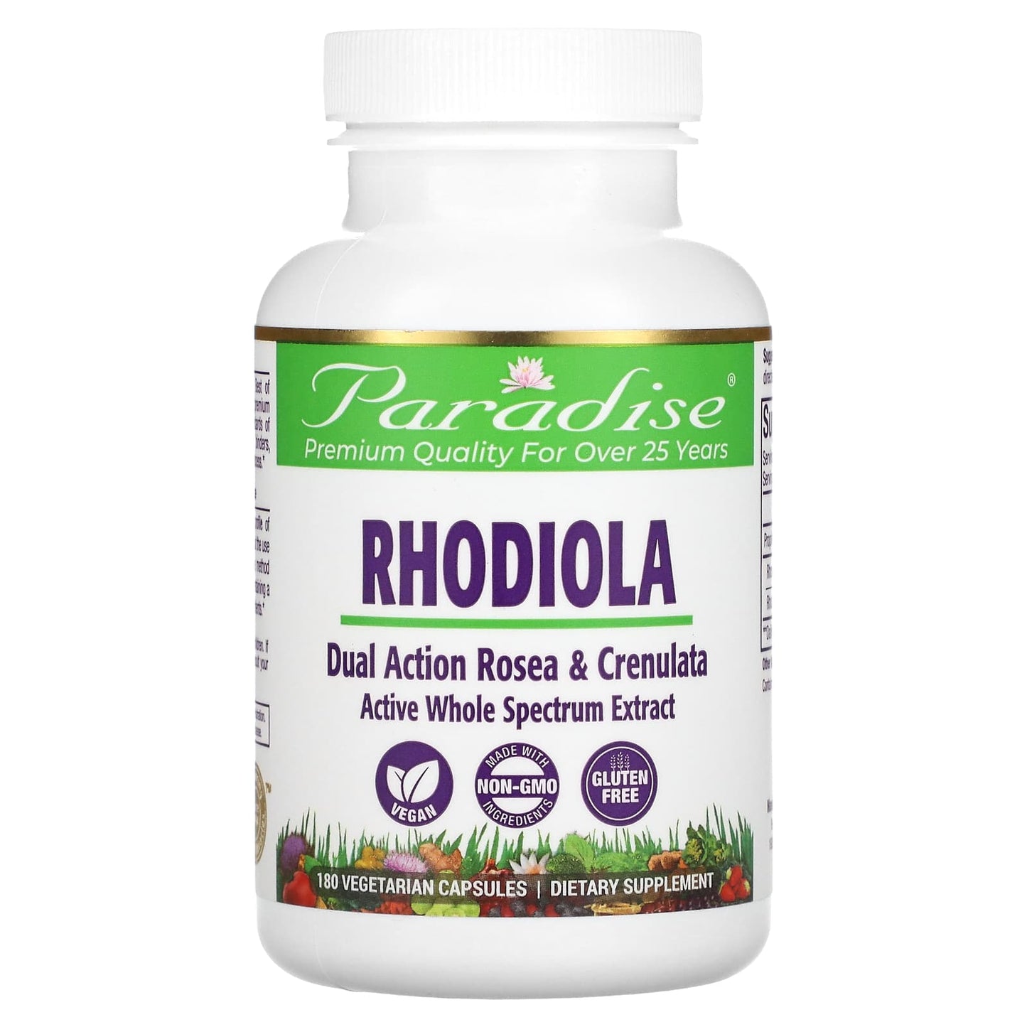 Paradise Herbs, Rhodiola , 180 Vegetarian Capsules - Image 1