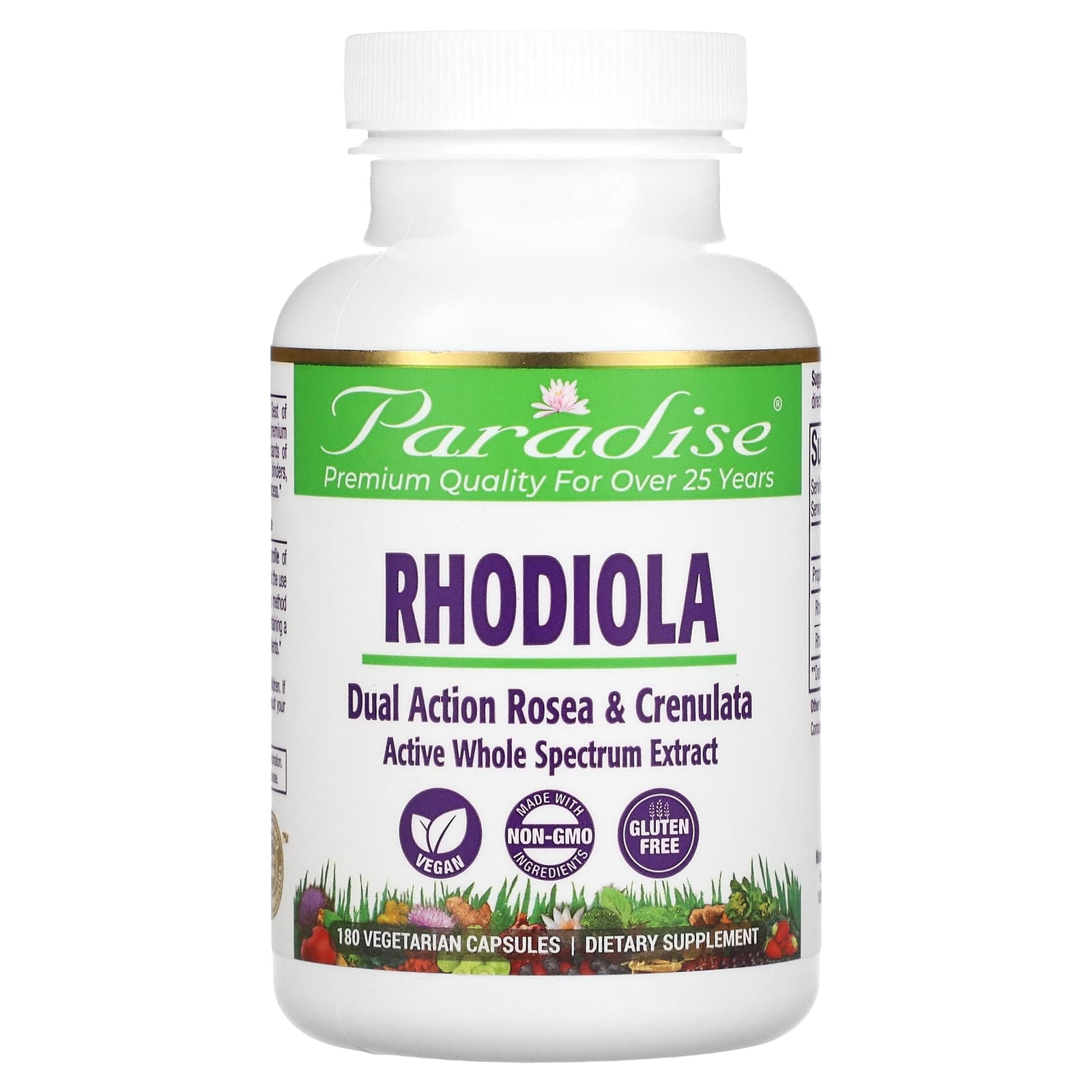 Paradise Herbs, Rhodiola , 180 Vegetarian Capsules - Image 1