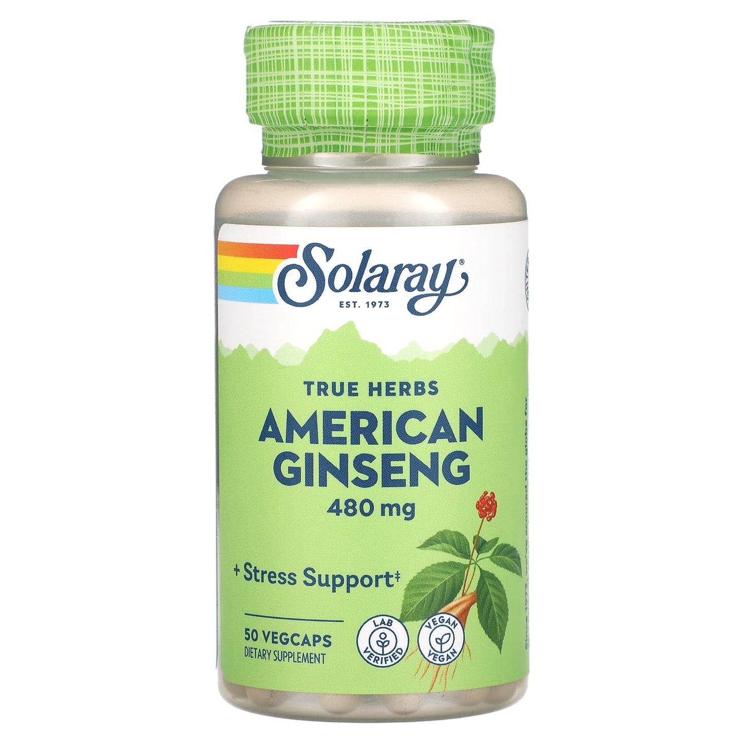 Solaray, True Herbs, American Ginseng, 480 mg, 50 VegCaps - Image 1