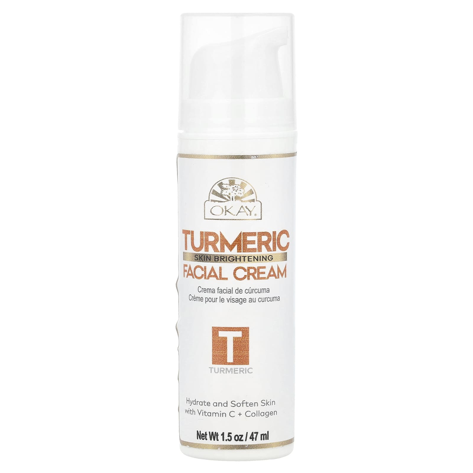 Okay Pure Naturals, Skin Brightening, Facial Cream, Turmeric, 1.5 oz (47 ml) - Image 1