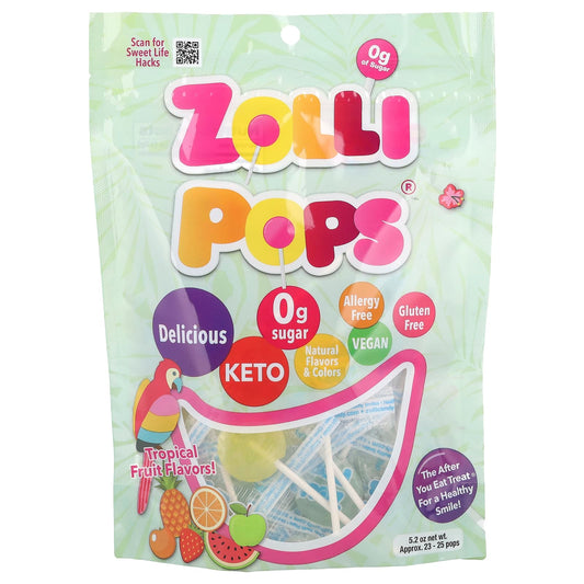 Zollipops, The Clean Teeth Pops, Tropical Fruit, Approx. 23-25 Pops, 5.2 oz - Image 1