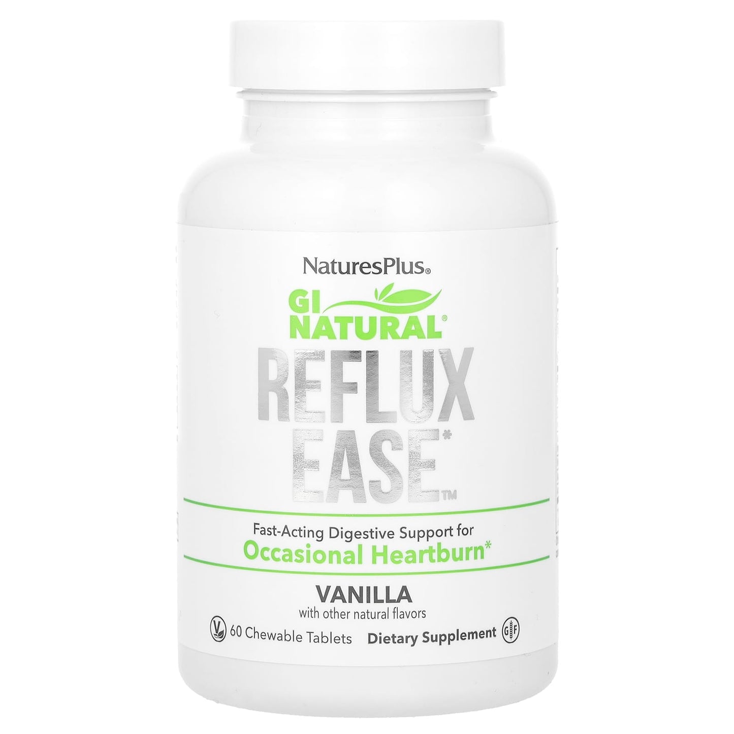 NaturesPlus, Gi Natural, Reflux Ease, Vanila, 60 Chewable Tablets - Image 1