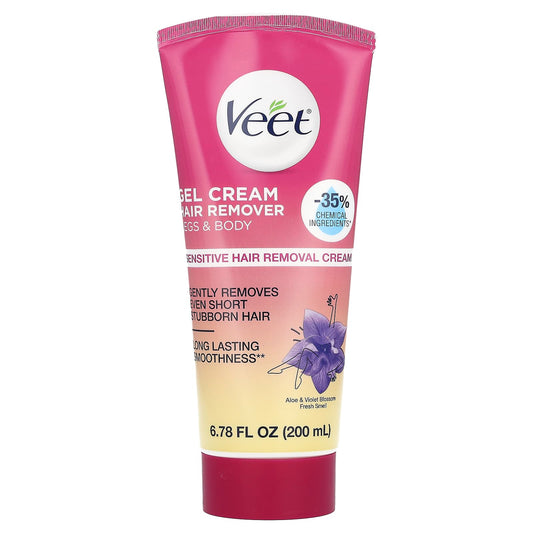 Veet, Sensitive Gel Cream Hair Remover, Aloe & Violet Blossom Fresh, 6.78 fl oz (200 ml) - Image 1