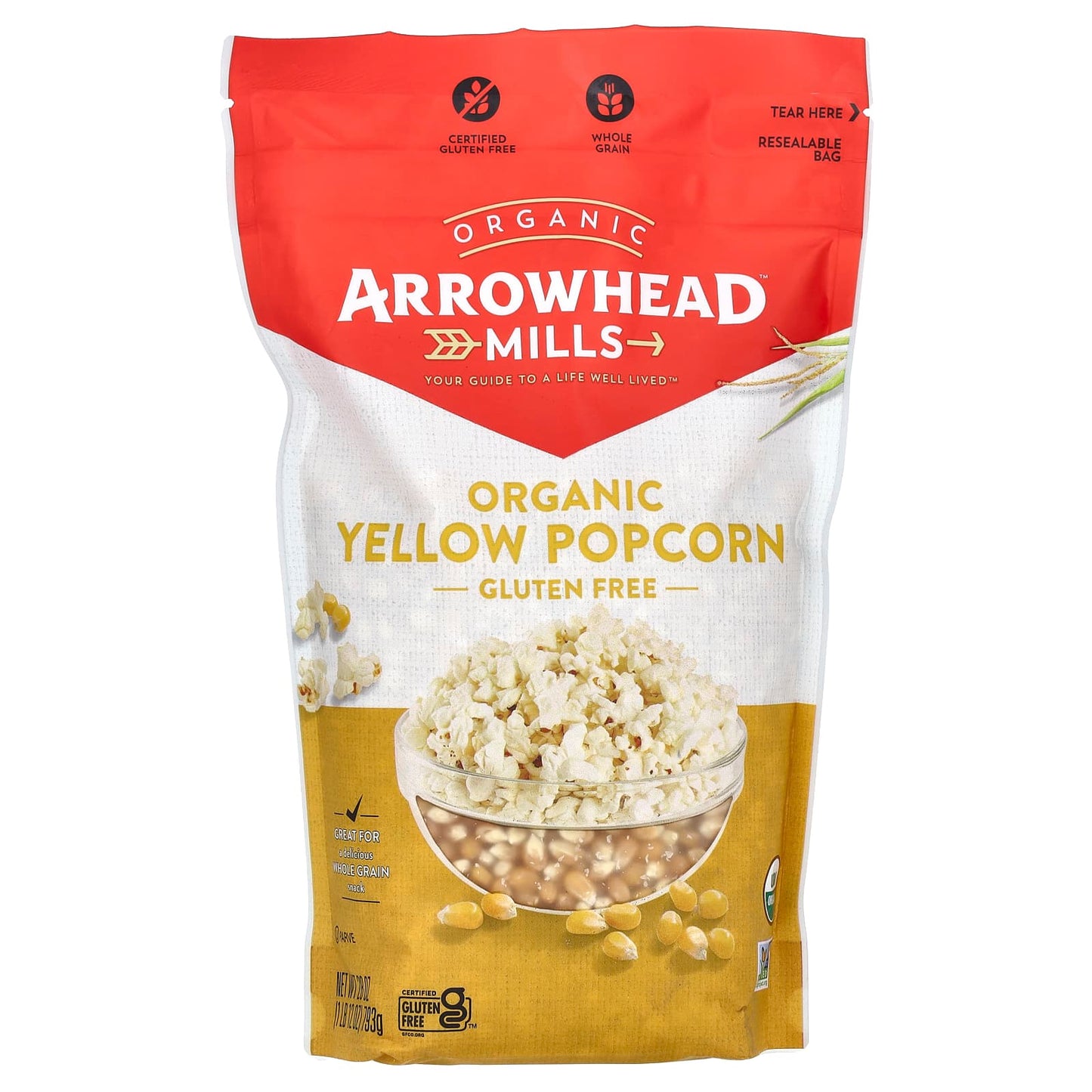 Certified Organic Yellow Popcorn - 28 oz | Gluten Free & Non-GMO - Image 1