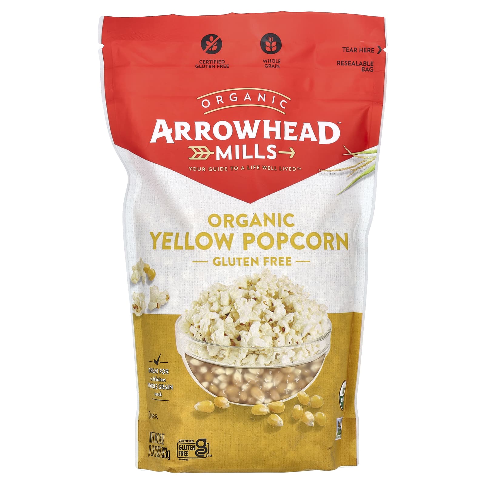 Certified Organic Yellow Popcorn - 28 oz | Gluten Free & Non-GMO - Image 1