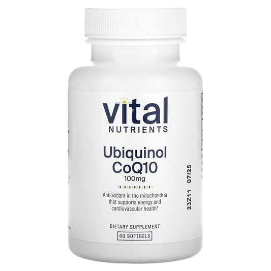 Vital Nutrients, Ubiquinol CoQ10, 100 mg, 60 Softgels - Image 1