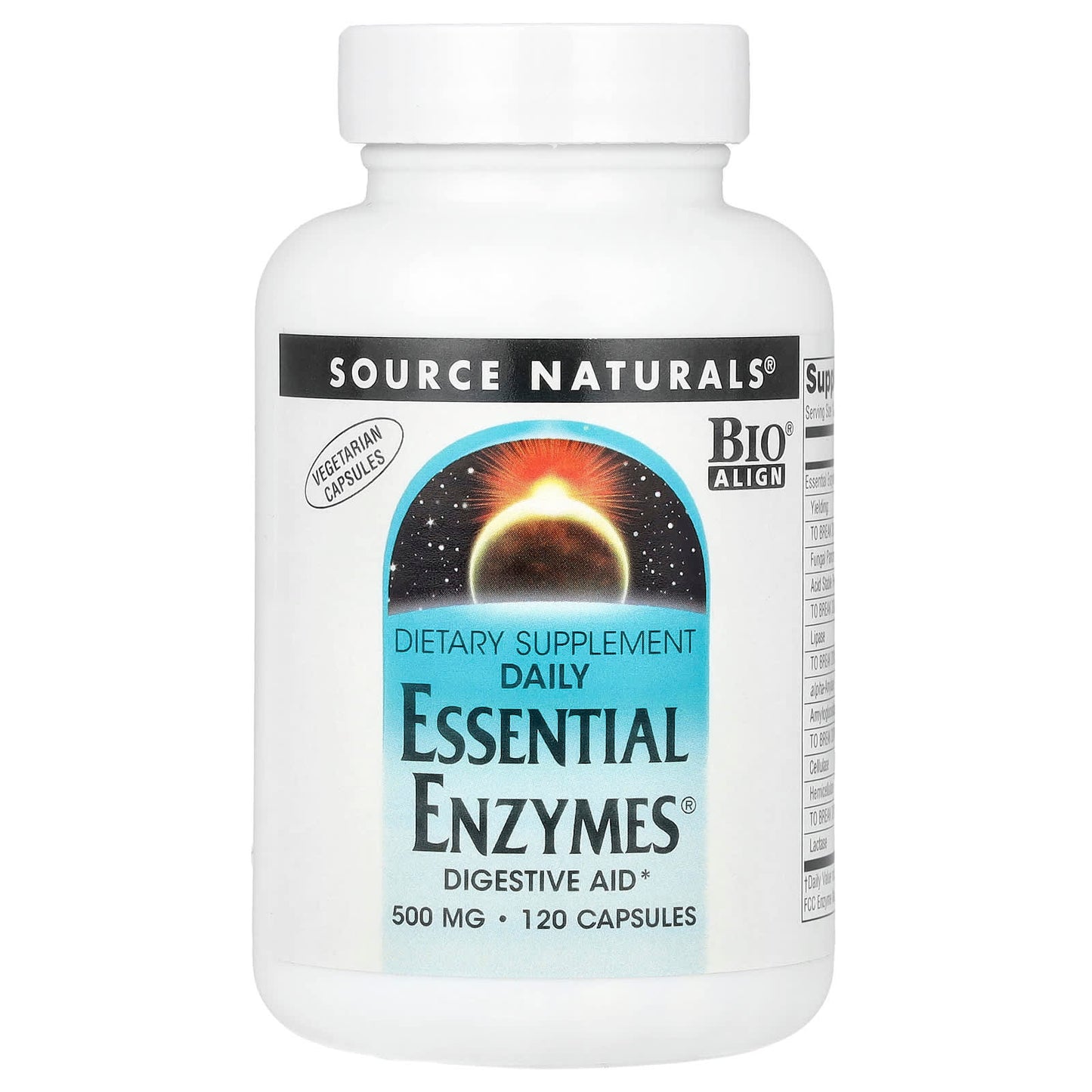 Source Naturals, Daily Essential Enzymes®, 500 mg, 120 Vegetarian Capsules - Image 1