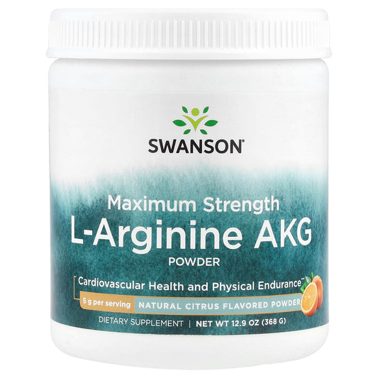 Swanson, Maximum Strength L-Arginine AKG Powder, Natural Citrus, 12.9 oz (368 g) - Image 1