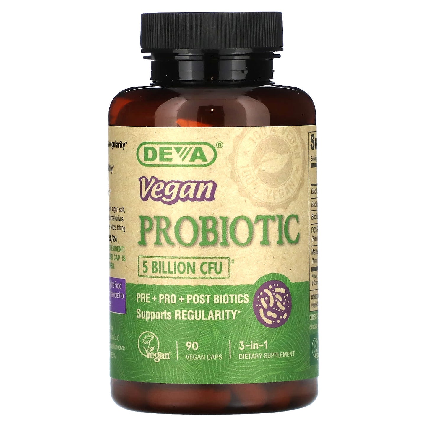 Deva 3-in-1 Vegan Probiotic Supplement - Image 1