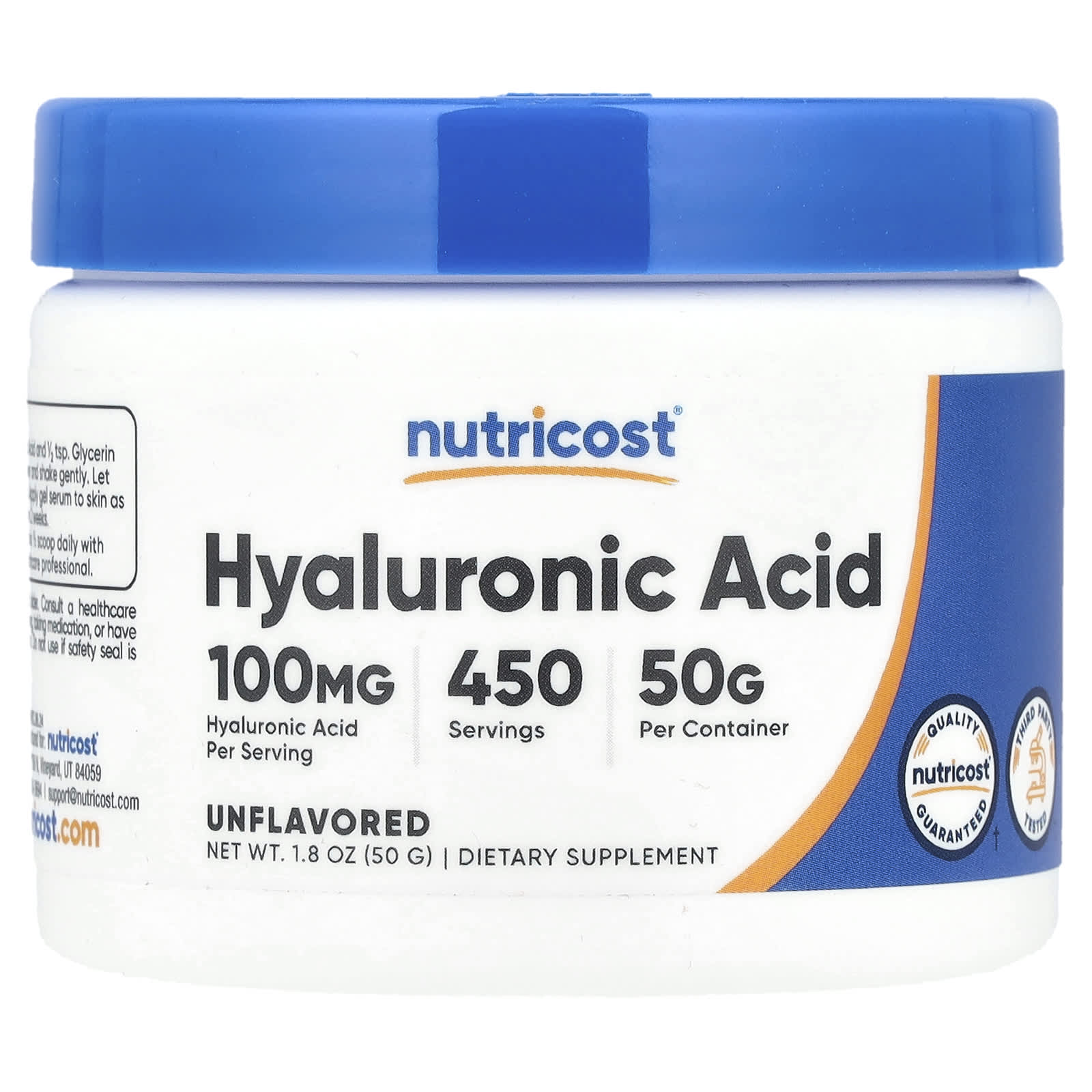Nutricost, Hyaluronic Acid, Unflavored, 1.8 oz (50 g) - Image 1