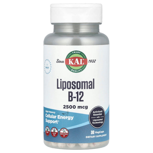 KAL Liposomal B-12 Supplement for Energy Support - 2,500 mcg, 30 VegCaps - Image 1